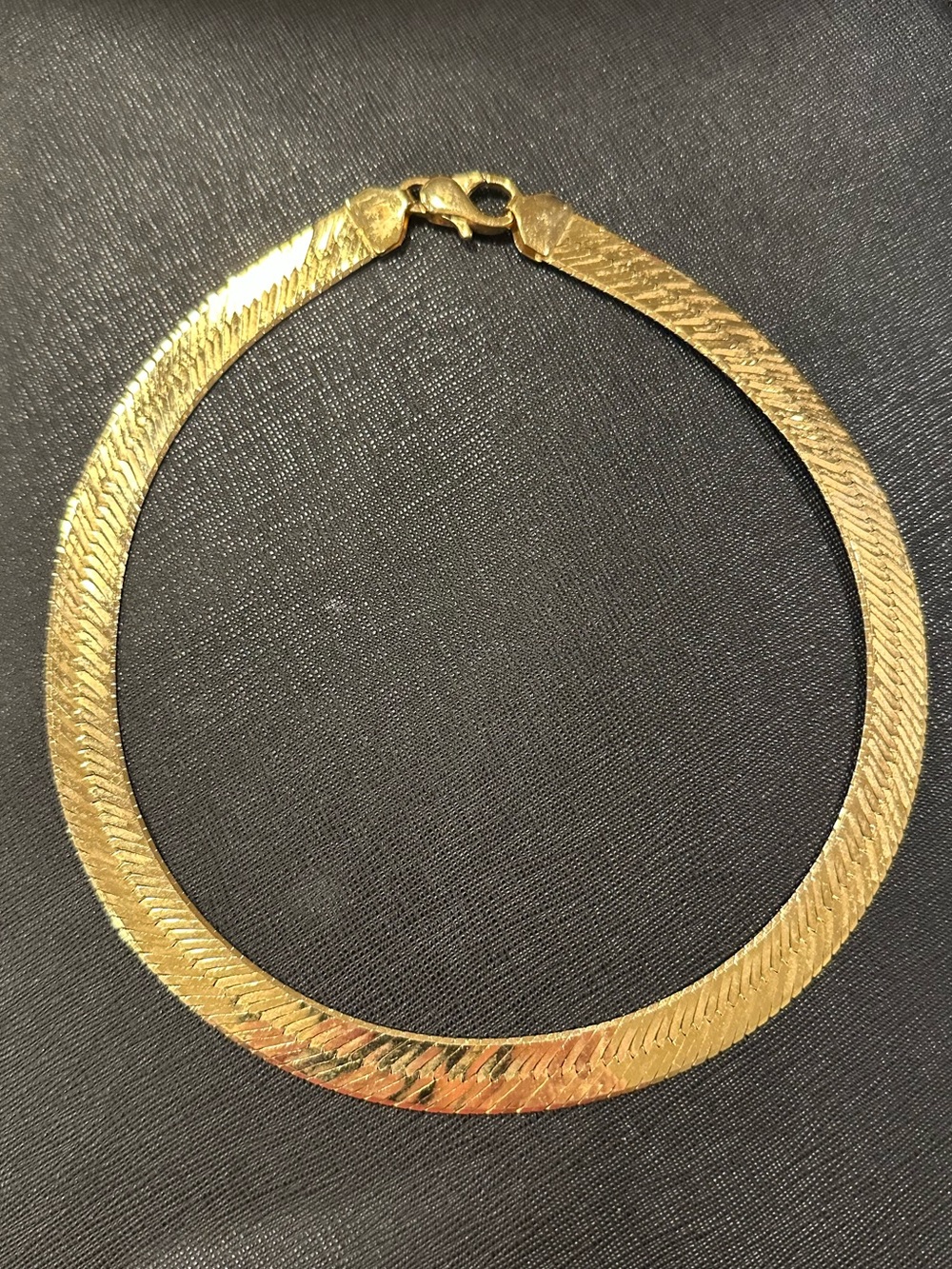 14K Gold Herringbone Choker Necklace - Women Jewelry